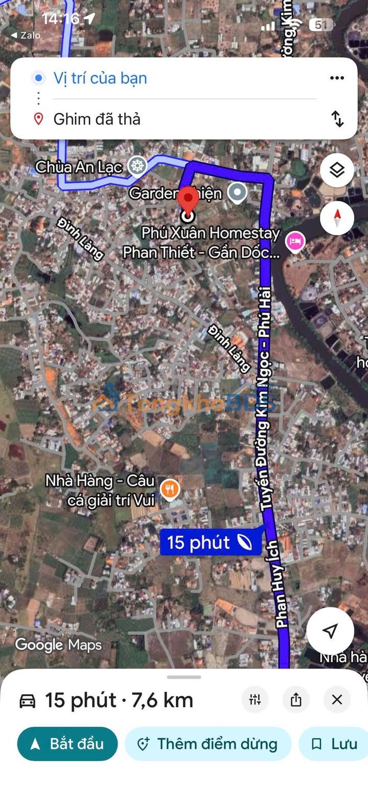 Đất Thổ Cư Mặt Tiền 461m² - Cách Lotte Phan Thiết 3km - Giá 1.3 Tỷ