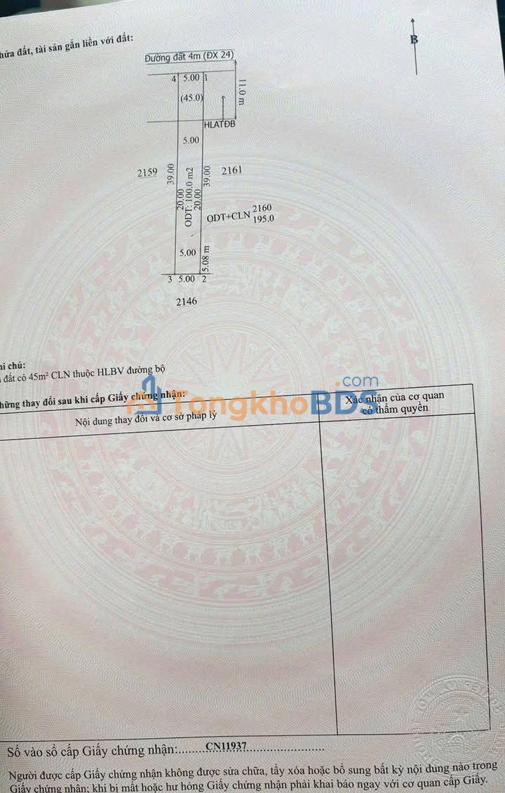 Bán Đất Nền Phú An Bến Cát 195m² - Sổ Hồng Thổ Cư Sẵn Sàng