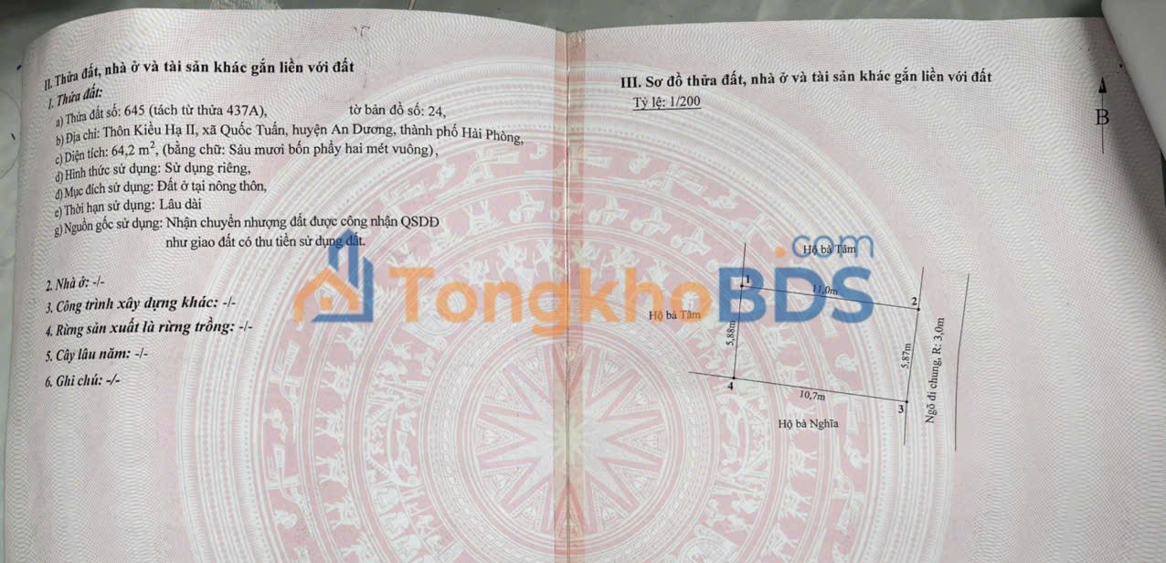 Đất nền Quốc Tuấn, An Dương 64.2m² - Giá 780 triệu - Sổ đỏ sẵn sàng