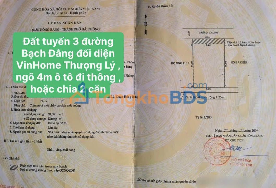 Nhà 92m2 Ngang 8m Đường Bạch Đằng - Đối diện VinHome Imperia