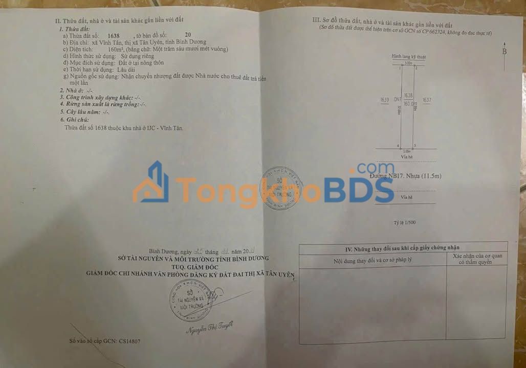 Đất nền 150m² mặt tiền NB17, đối diện KCN VSIP 2 - Giá 3.1 tỷ