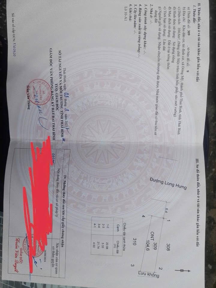 Đất nền mặt tiền QL 10, TP Thái Bình - 110.5m² - Hơn 4 tỷ - Lô VIP