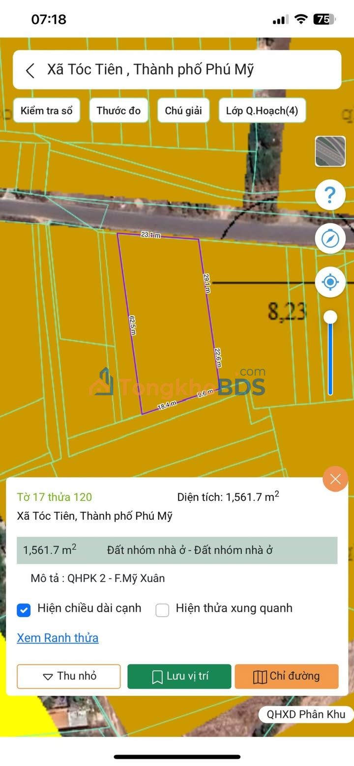 Bán Đất Mặt Tiền Mỹ Xuân-Tóc Tiên, Phú Mỹ 1736m² - View Hồ Suối Nhum