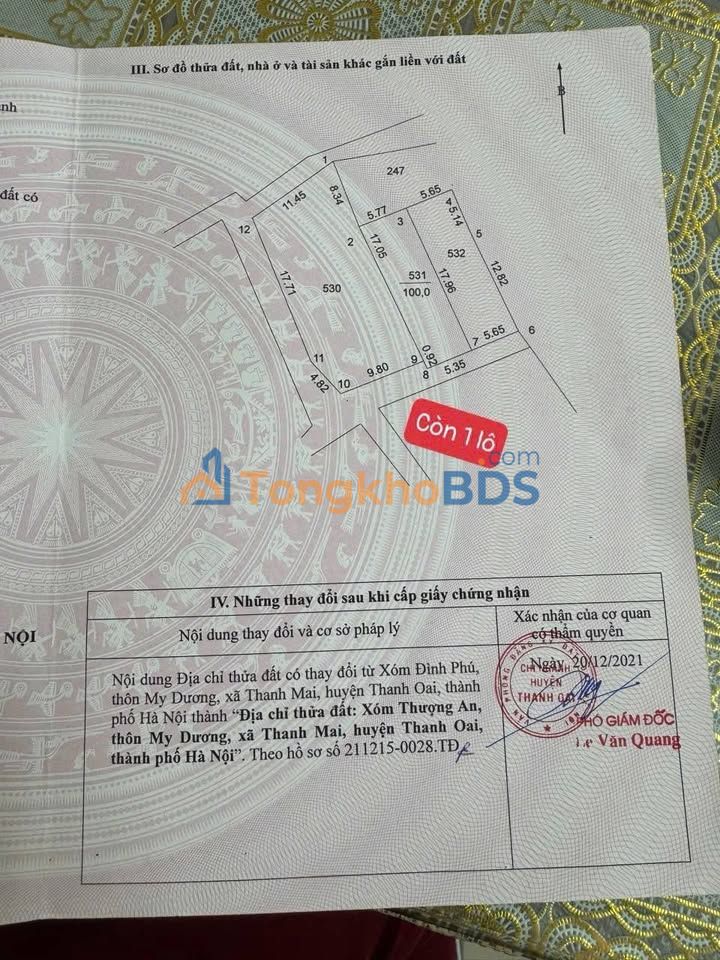 Bán đất Thôn My Dương, Chương Mỹ 100m² - Sổ đỏ vuông vắn, ô tô vào tận nơi