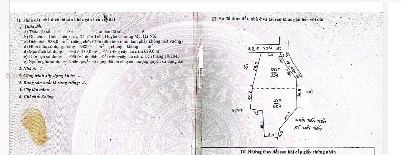 Bán đất Tân Tiến, Chương Mỹ 200m² - Sổ đỏ, giá 900 triệu đầu tư sinh lời