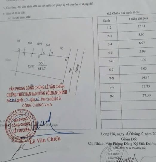 Bán Đất 611.7m² Full Thổ Cư, Mặt Tiền Rộng 17.33m tại Phường 8, Vĩnh Long - Giá 2.75 Tỷ