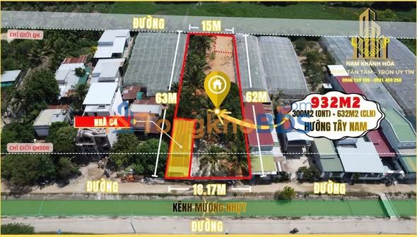 Bán Đất Mặt Tiền Mương Nhựt, Ninh Hòa 932m² - Có Sẵn Nhà Vườn, Pháp Lý Sổ Hồng