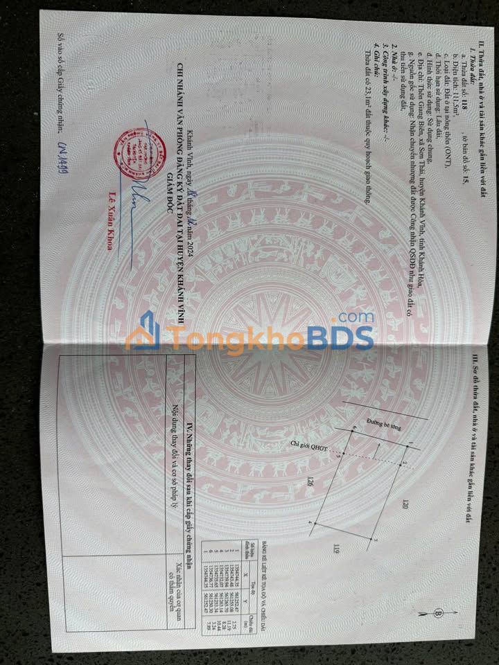 Đất thổ cư 111m² Sơn Thái, Khánh Vĩnh - Sổ đỏ sẵn, giá 175 triệu