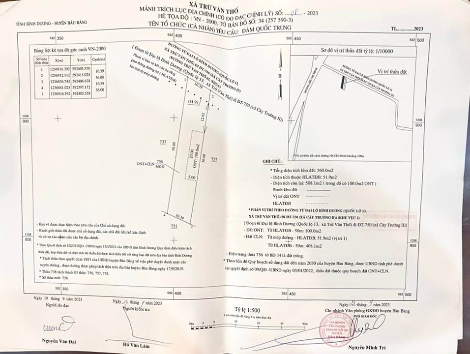 Đất Bàu Bàng 560m² Mặt Tiền Nhựa 10m - Giá Ngộp 1 Tỷ