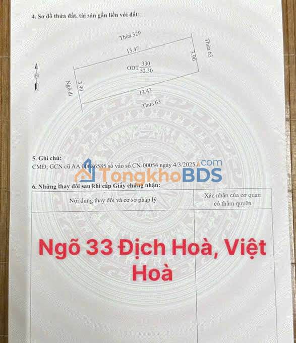 Bán Đất Phường Việt Hòa, TP Hải Dương 52.3m² - Sổ Hồng Sẵn Sàng