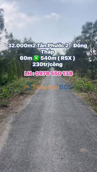 Bán đất 32.000m² Đồng Tháp - 2 Mặt Tiền Sông, Giá Đầu Tư 230 Triệu/Công