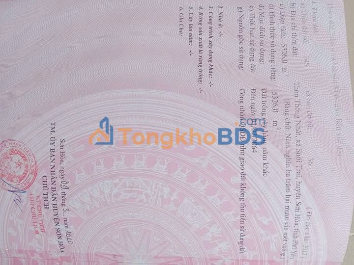 Đất nền Suối Trai Sơn Hòa 5.326m² - Pháp lý rõ ràng