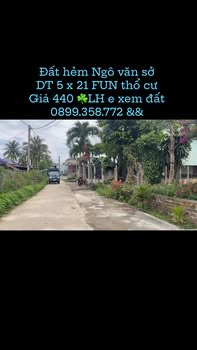 Đất Thổ Cư Hẻm Ngô Văn Sở, An Khê 105m² - Giá 440 Triệu