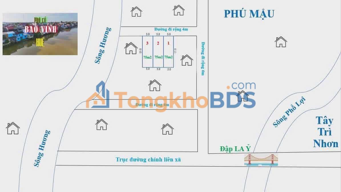 Đất nền Sổ hồng riêng - 75m² Thôn Thanh Vinh, TP. Huế - 875 triệu