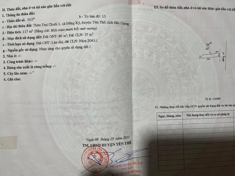 Bán Đất Đồng Kỳ Yên Thế 117m² - Sổ Đỏ Chính Chủ, Giá Tốt