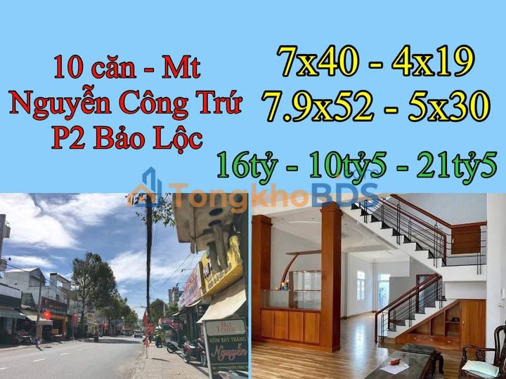 Nhà phố Nguyễn Công Trứ, Bảo Lộc 411m2 21.5 tỷ - Mặt tiền KD