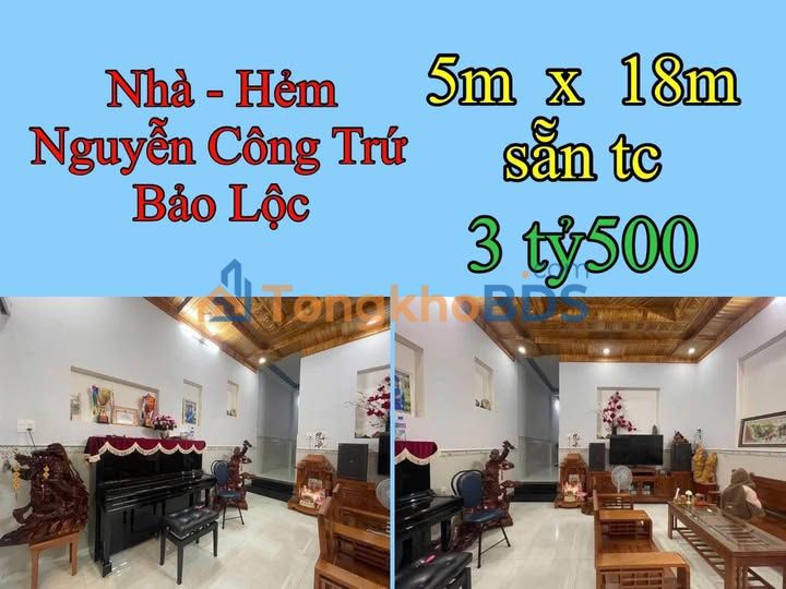 Nhà 90m² Hẻm Ô Tô Nguyễn Công Trứ, Bảo Lộc - 3PN Full Nội Thất Gỗ