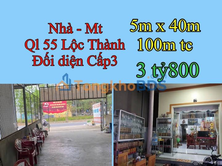 Nhà phố Quốc Lộ 55 Lộc Thành 200m² 3.8 tỷ - Mặt tiền kinh doanh