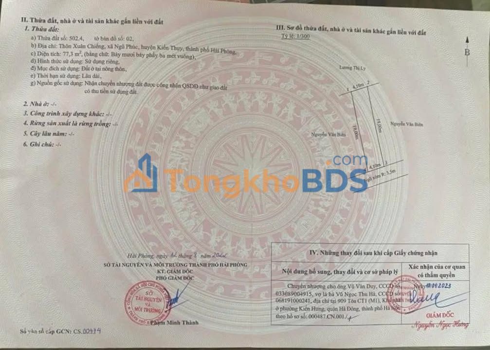 Đất nền 77.3m² Xuân Chiếng, Kiến Thụy - Giá 1.1 tỷ, tiềm năng sinh lời cao