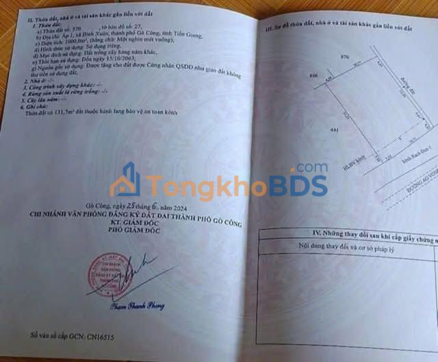 Đất nền 409m² mặt tiền nhựa, Bình Xuân, Gò Công - Giá 510 triệu