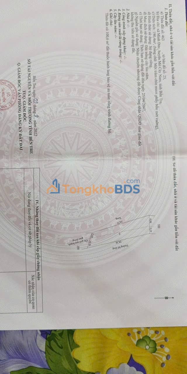 Bán Đất Nền Giá Rẻ 190m² Lộ Cổ Cò, Bến Tre - Sổ Đỏ Sẵn Sàng