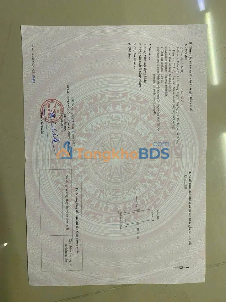 Đất Thủy Nguyên 62.7m² - Sổ Đỏ Sẵn Sàng - Giá 1.4 Tỷ