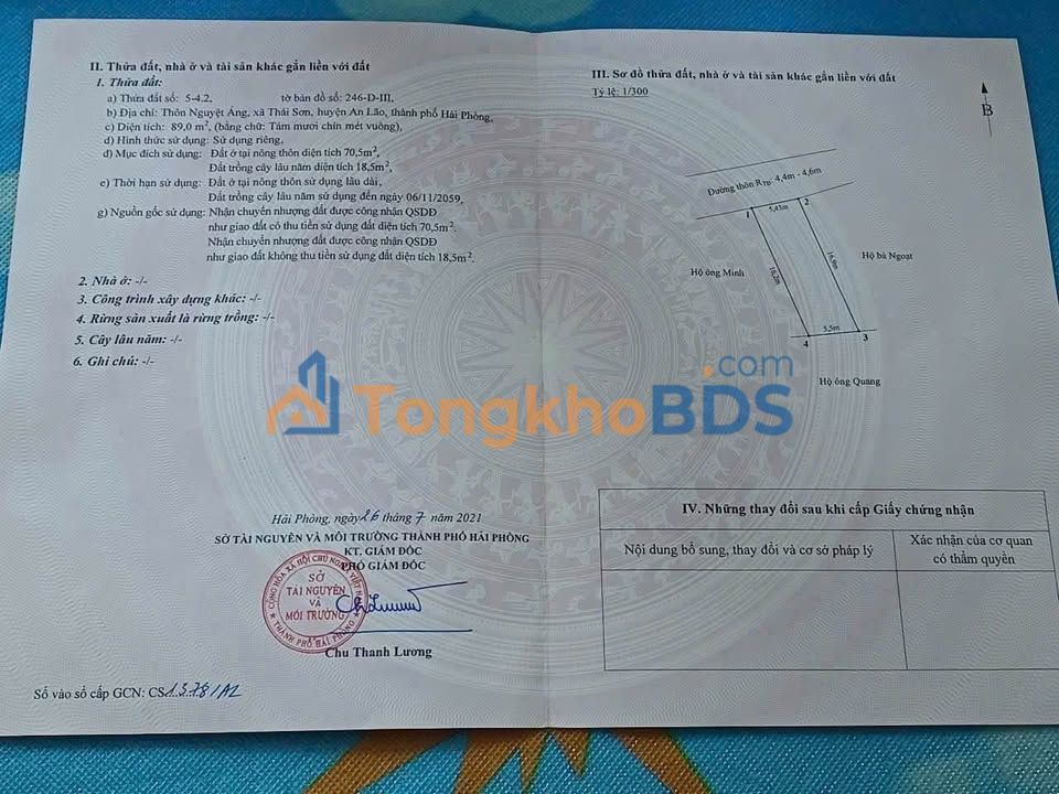 Đất Thổ Cư An Lão, Hải Phòng 89m² - Sổ Đỏ Chính Chủ, Ô Tô Vào Nhà