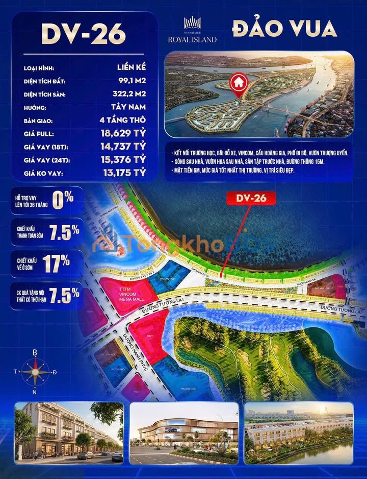 Nhà phố Đảo Vua Đồ Sơn 99.1m² - View kép vườn hoa & sông