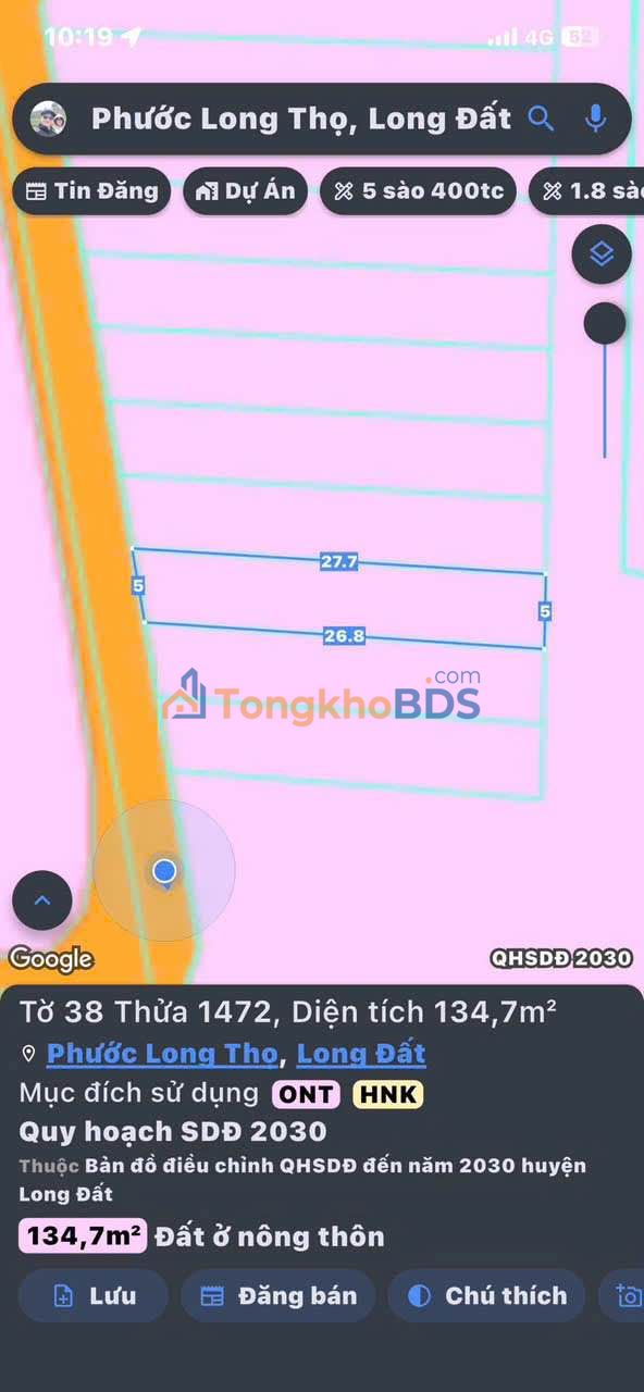 Đất Nền Phước Long Thọ, BRVT - 134.7m² - Giá 620 Triệu - Sổ Đỏ Sẵn Sàng