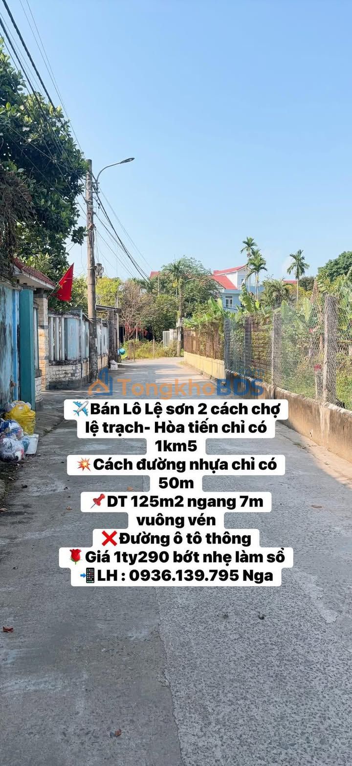 Đất nền Lệ Sơn 2, Đà Nẵng - 125m² vuông vắn, giá 1.29 tỷ