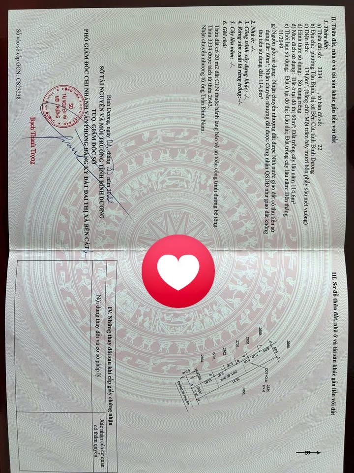 Đất Thổ Cư 180m² Phường Tân Định, Bến Cát - Sổ Đỏ Sẵn Sàng