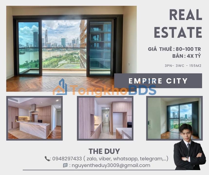 Cho thuê/Bán Căn hộ Empire City Thủ Thiêm 155m² - 3PN Cao cấp