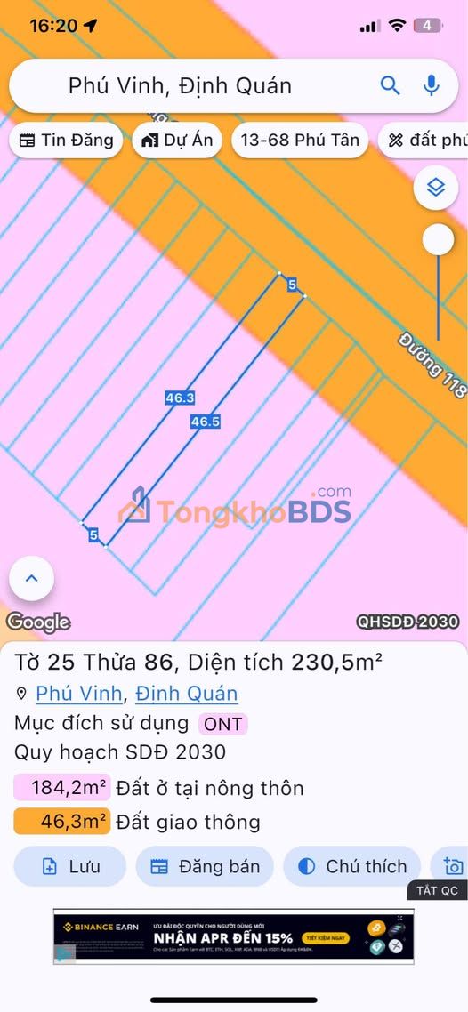 Đất Nền Mặt Tiền Nhựa 230m² Định Quán, Đồng Nai - Giá 750 Triệu