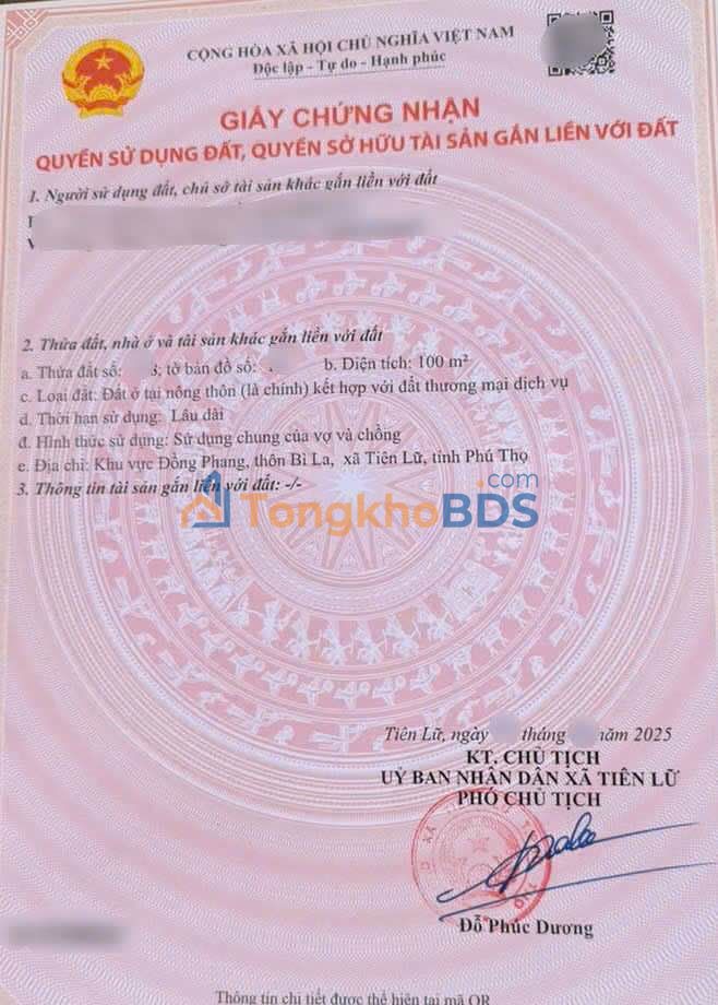 Đất đấu giá Bì La, Lập Thạch 100m² - Sổ hồng sẵn sàng, gần KCN Lập Thạch II