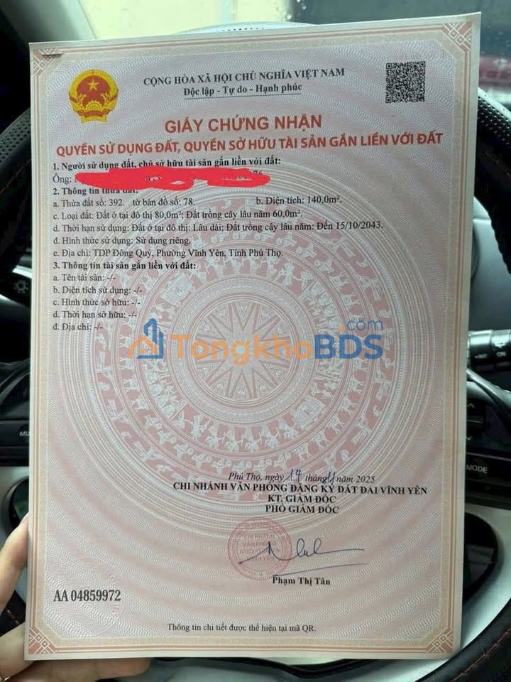 Đất Nền Tam Dương 140m² - Sổ Đỏ Rõ Ràng, Gần Chợ & Trường Học