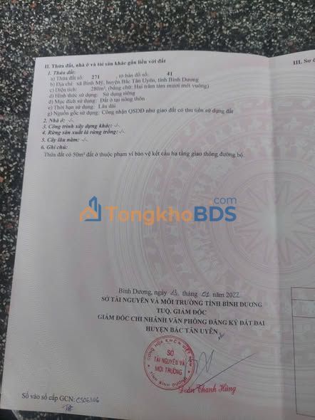 Đất Nền Bình Mỹ - Bắc Tân Uyên 280m² Sổ Đỏ - Giá Đầu Tư 2.6 Tỷ