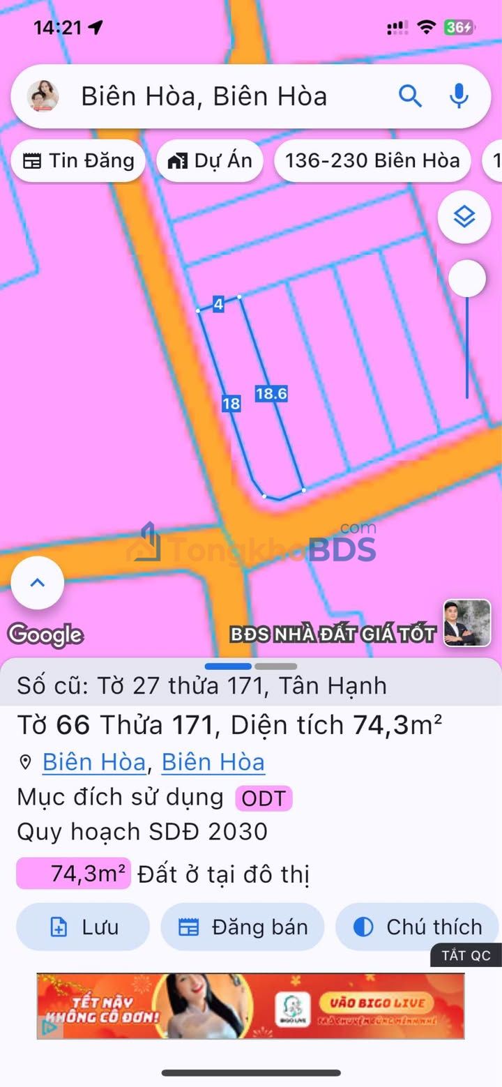 Đất Nền Góc 2 Mặt Tiền Bùi Hữu Nghĩa, Biên Hòa 72m² - Sổ Riêng Thổ Cư