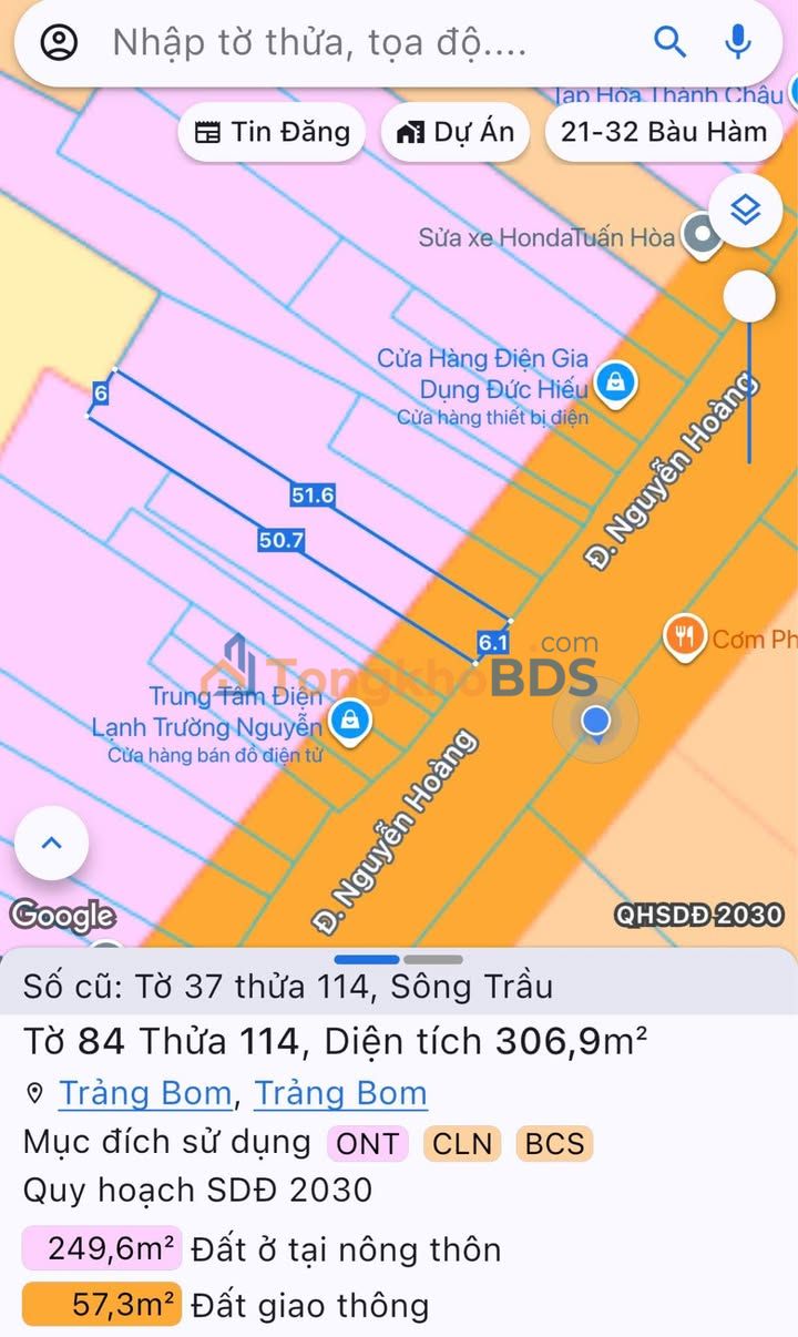 Mặt Tiền Nguyễn Hoàng Trảng Bom 306m² Full Thổ Cư - Kinh Doanh Đa Ngành!