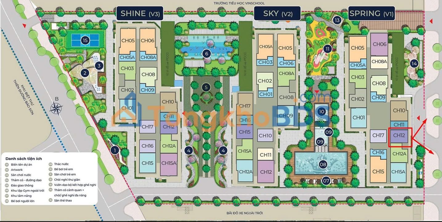 Căn hộ 1PN Victoria 48.5m² hướng Đông Nam - Giá 4.45 tỷ