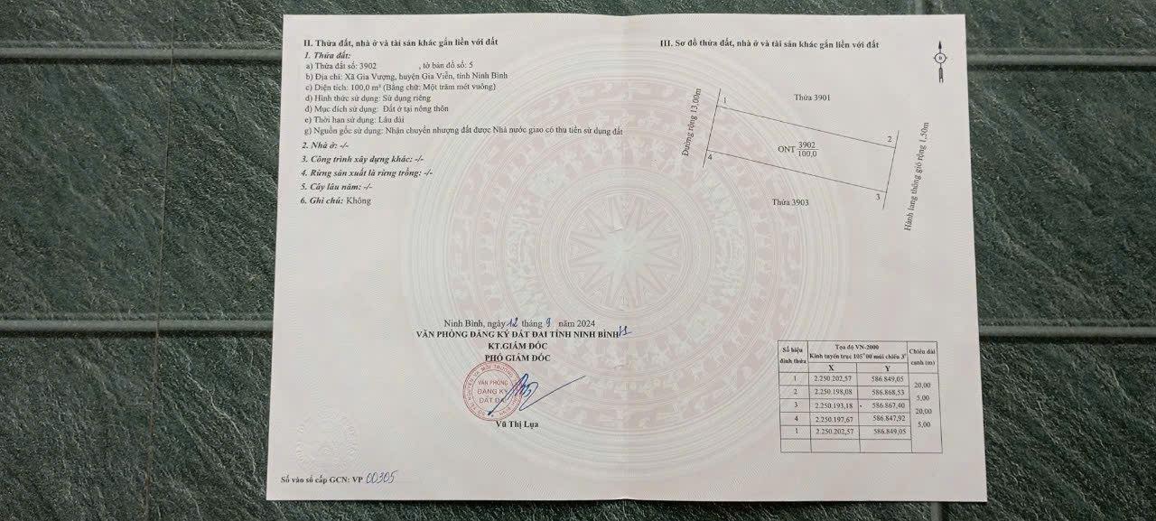 Đất Hướng Tây 100m² A01.42, Gia Viễn, Ninh Bình - Sổ Đỏ Sẵn Sàng
