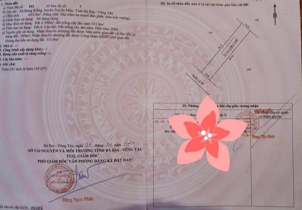 Bán Đất Mặt Tiền QL55 Xuyên Mộc 630m² - Sổ Đỏ Rõ Ràng