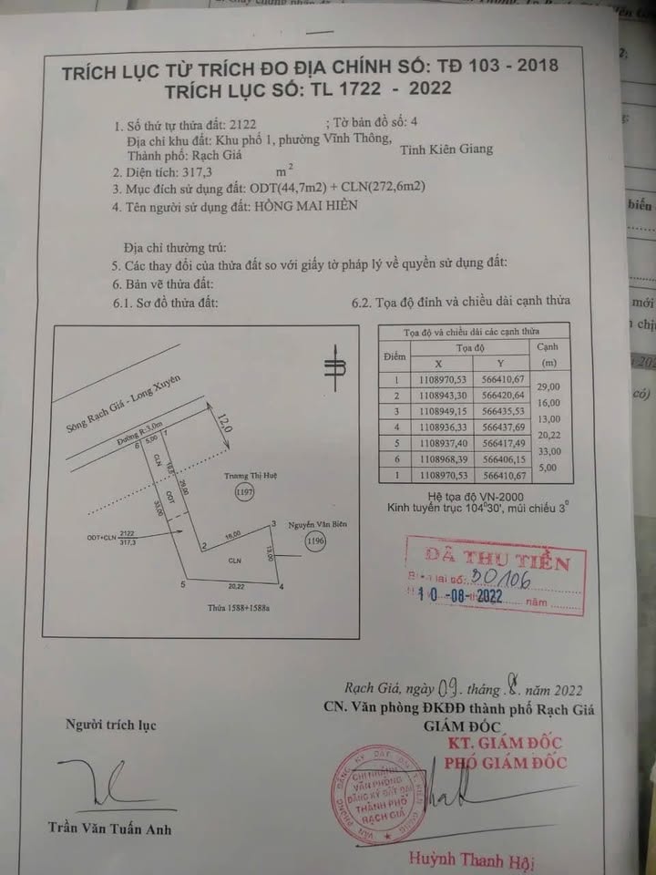 Đất Mặt Tiền Văn Tiến Dũng, Rạch Giá 317m² - Giá Tốt 900 Triệu