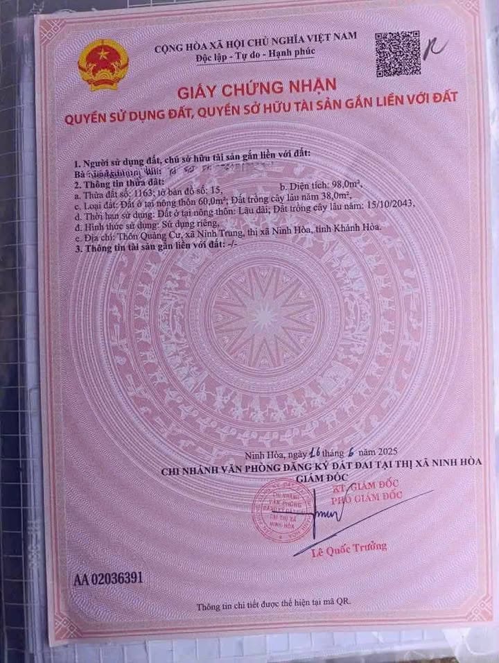 Đất Xã Ninh Trung, Ninh Hòa 98m² - Giá Sốc 225 Triệu, Bán Lỗ