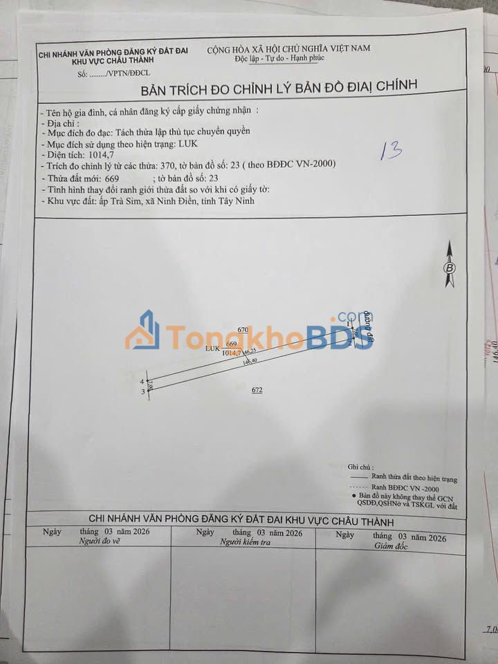 Đất Nền Châu Thành Tây Ninh - 900m² Mặt Tiền Đường Sỏi Đỏ