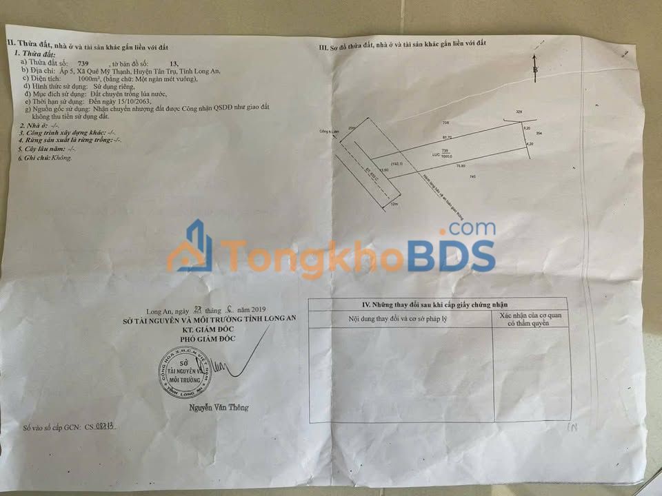Đất Lúa 1050m² MT Nhựa Cai Tài, Tân Trụ - Giá Sốc Chỉ 2.59 Tỷ