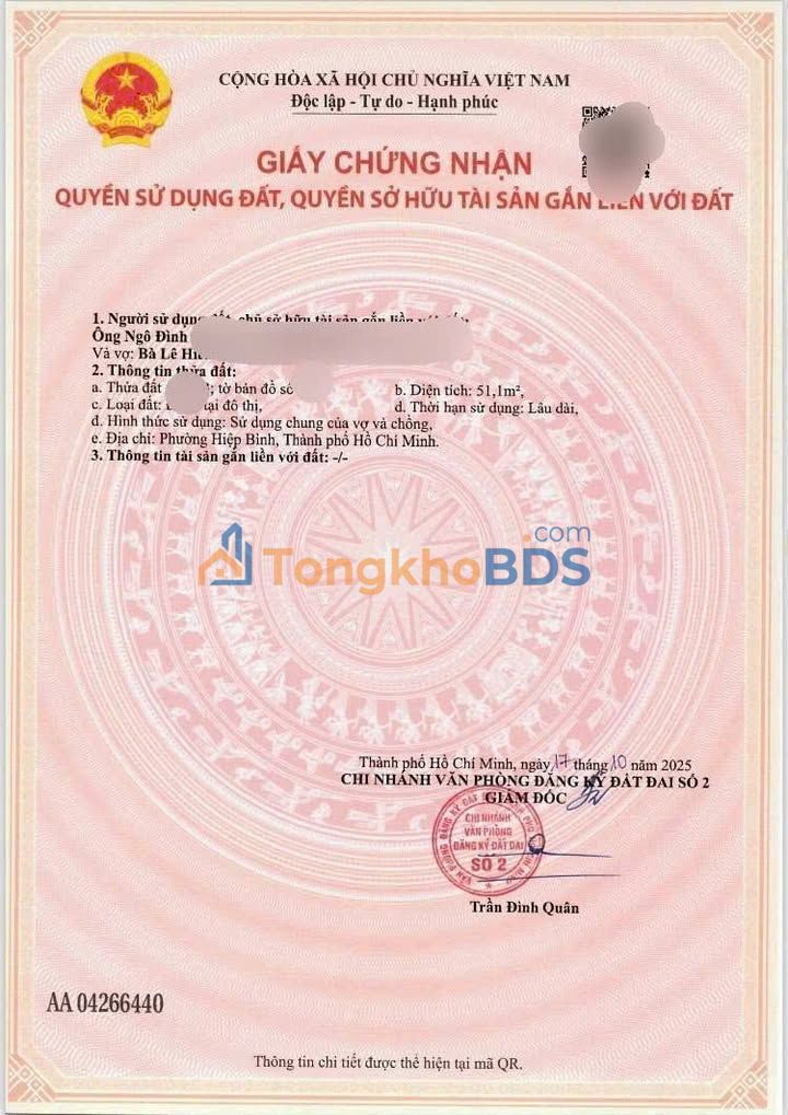 Đất 51m² Hiệp Bình Chánh, Thủ Đức - Hẻm Ô Tô, Giá 4.3 Tỷ