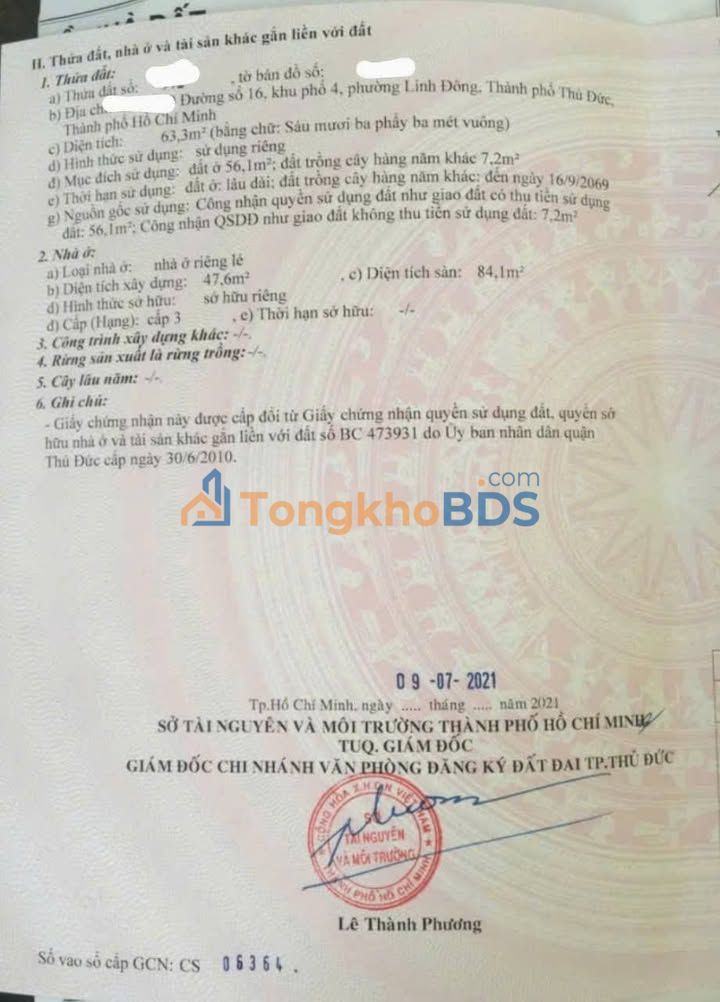 Nhà riêng Thủ Đức Linh Đông 63m² 5.3 tỷ - Giá tốt hiếm có