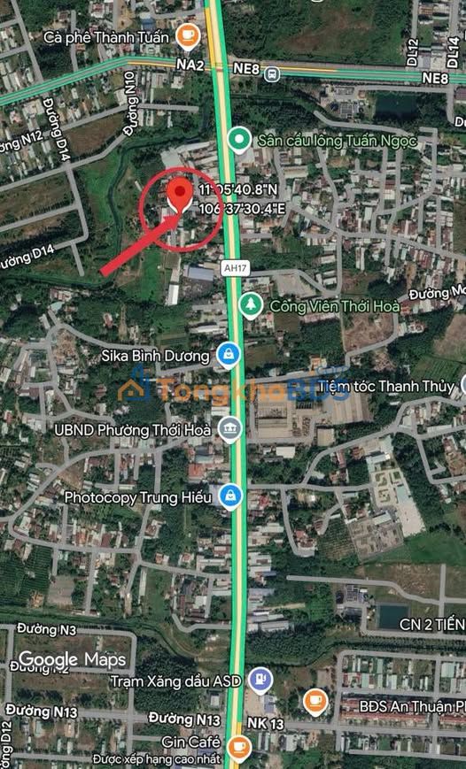 Đất 2 Mặt Tiền Phường Thới Hòa, Bến Cát - 124m² Sổ Hồng Thổ Cư