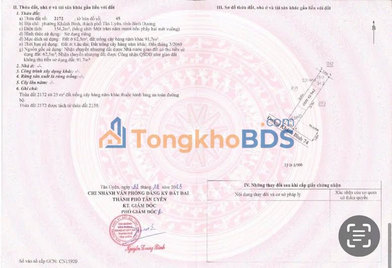 Bán Đất Bắc Tân Uyên 155m² - Sổ Đỏ Thổ Cư, Giá 2.1 Tỷ