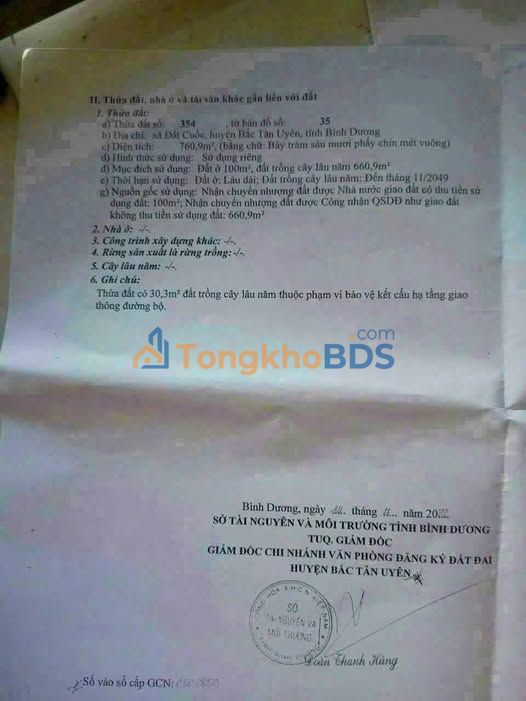 Đất nền Đất Cuốc Bắc Tân Uyên 870m² 1.5 tỷ - Sổ đỏ chính chủ